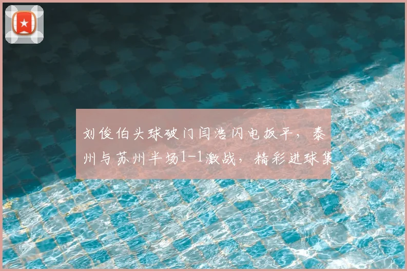 刘俊伯头球破门闫浩闪电扳平，泰州与苏州半场1-1激战，精彩进球集锦回顾